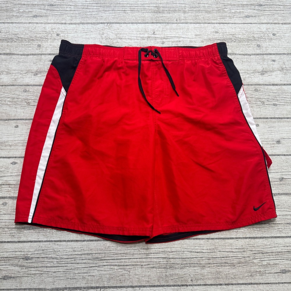 Nike Swim Trunks Men's Large Red Mesh Lined Athletic Surfer Board Shorts Summer